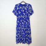 Lulus  Blue Floral Print Midi Dress Size Medium Wedding Guest Dress Photo 1