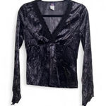 Y2K Wild Cat Black Velvet Long Sleeve Asymetrical Top Lace detail Size M/L Goth Size L Photo 0