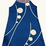 Navy Blue Sleeveless Geometric Print Dress With Mesh Detail Circle Pattern Large Size undefined Photo 4