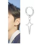 Boutique 14k White Gold 925‎ Star Dangle Huggie Hoop Earrings Celestial Statement, 32mm Photo 11