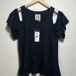 Chaser Black Ruffled Cut Out Blouse Off The Shoulder New With Tags Size Small Photo 0
