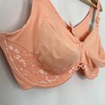 Vanity Fair vintage peach orange lace bra nylon size 42D unlined statement Photo 1