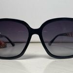 Black & Gold Oversized Square Sunglasses Polarized Tinted w Crystal Frames Nwt Photo 2