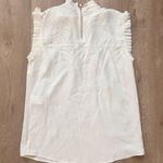 Hugo Boss BOSS  Women’s White Silk Top Tank Blouse Ruffles Neck & Sleeve NWT Sz 6 Photo 6