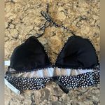 Polka Dot Ruffle Bikini Top Plus Size 20 Boohoo New Black White Halter Top Photo 4