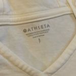 Athleta  Cream V-Neck Cotton Hoodie oversized Photo 3