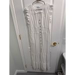 Sonoma  White Textured Swiss Dot Button Front Midi Dress Women XL Ruffle Sleeves Photo 1