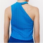 ZARA Nwt  - ribbed asymmetrical cut out electric blue crop top Sz Large Photo 1