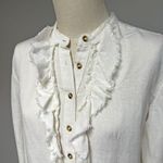 Anthro l Pilcro Ruffled Placket Shirt White Photo 2