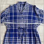 ZARA  Linen-Cotton Blend Blue Gingham Check Shirt Dress with Drawstring Waist Photo 7