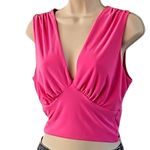 Saint 21 Hot Pink Sleeveless Midriff Crop Top Blouse Size Medium V Photo 2