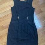 Ellen Tracy  Eyelet Sheath Mini Midi Dress Black sleeveless cotton Sz 12 Photo 8