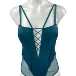 Victoria's Secret  Green Crisscross Corset Mesh Lingerie Teddy Bodysuit Size M Photo 1