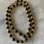 VTG Liz Claiborne Gold And Black Beaded Necklace 30” Greco Roman Style Photo 4