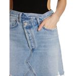 AGOLDE NWT Criss Cross Jean Mini Skirt Distressed Light Blue Frayed Hem Denim Photo 2