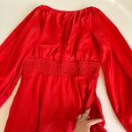 Urban Outfitters  Rebecca Red Long Sleeve Jacquard Boho Holiday Mini Dress Small Photo 11