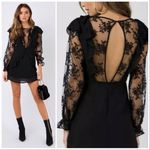 Princess Polly 🆕  Sorcerers Apprentice Black Lace Ruffle Mini Dress Photo 1