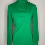 Koko Knits of California Green Turtleneck Back Zip Turtleneck Blouse Sz Small Photo 0