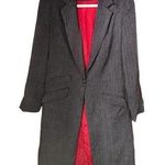 Bentley Arbuckle Women's Sz 10 Herringbone Long Coat Lined Blazer Jacket VTG Black Photo 0