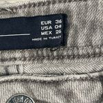 ZARA  Women’s Stretch Denim Gray Skinny Ankle Jeans with Distressed Details Photo 2