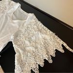 Eberjay Eberjey white cover up tunic dress, 100% Cotton, wide 3/4 sleeve w.lace S/M Photo 10