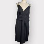 Calvin Klein Ruched-Waist Surplice-Neck Dress Black Women's Plus Size 16 NWT Photo 2
