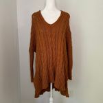 Free People  orange chunky knit oversize sweater size S Photo 2