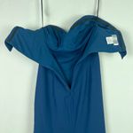 After Six NWT  Cuffed Off-the-Shoulder Pleated Faux Wrap Maxi Dress Blue Size 6 Photo 11