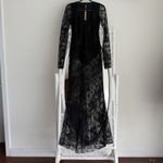 SKIMS  Dress Small Black Lace Ultra Fine Lace Plunge V Neckline Long Sleeve Gown Photo 1