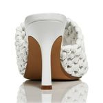 AQUA  Padded Woven Katy Square Toe Stiletto Heeled Sandals in White, Size 10 NEW Photo 2