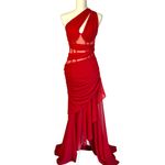 NBD  Christian Gown in Red Medium New Womens Long Maxi one shoulder formal Dress Photo 3