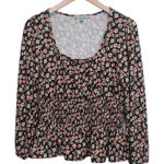 Good Luck Gem Large  Floral Peplum Scoop Neck Top Blouse Photo 0
