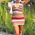 ZARA Striped Halter Mini Dress Photo 2