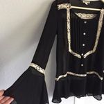 Gianni Bini Black Sheer Button Down Top Photo 3