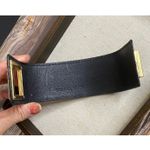 Michael Kors  Wide Black Leather Clear Crystal Click Close Wrap 6 1/2" Bracelet Photo 5