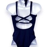 Lucky Brand Sea of Love High Neck One Piece Maillot Bathing Swimsuit Navy Medium Photo 1