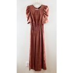 Anthropologie Current Air by Castille Jacquard Satin Wide leg Jumpsuit Pink XS Photo 4