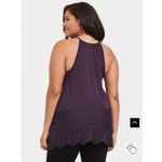 Torrid Super Soft High Neck Lace Insert Sharkbite Hem Tank Top 2X Women’s Blue Photo 5