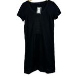 Gap  Black Short‎ Sleeve Button Neck Pintuck T-Shirt Dress Size 10 Photo 8