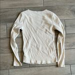 Old Navy Cream Ribbed Fitted Long Sleeve Tee Photo 4