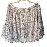 Free People  S Rose Valley Off Shoulder Top Purple Ditzy Floral Oversized Sleeve Photo 1