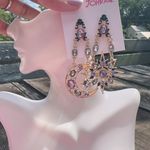 Betsey Johnson  sun and moon purple white stones earrings drops gold tone Photo 0