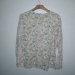 Analogy L Cotton All Over Floral in Gold Olive Pink Pullover Top Green Size L Photo 7