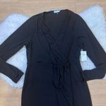 Good American Good Touch Wrap Dress Black Long Sleeve size 4 plus size Photo 4