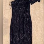 Dress the Population NWOT  Tiffany One-Shoulder Midi Lace Dress Navy S Photo 3