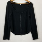 Good American  Dramatic‎ Zip Ribbed Long Sleeve Top Size 6 Photo 0