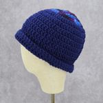 Blue Purple Crochet Knit Bucket Cap Hat Fun Vintage Y2K Funky Beanie Photo 2