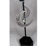 Handmade  Silver Dangly Crescent Moon Earrings With Witches Cauldron Photo 2