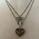 Betsey Johnson Leopard Heart & Bow (Faux) Double Strand Necklace Photo 2