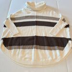 Loft  Striped‎ Poncho Sweater Womens Size XS Cream Brown Cowl Neck Photo 10